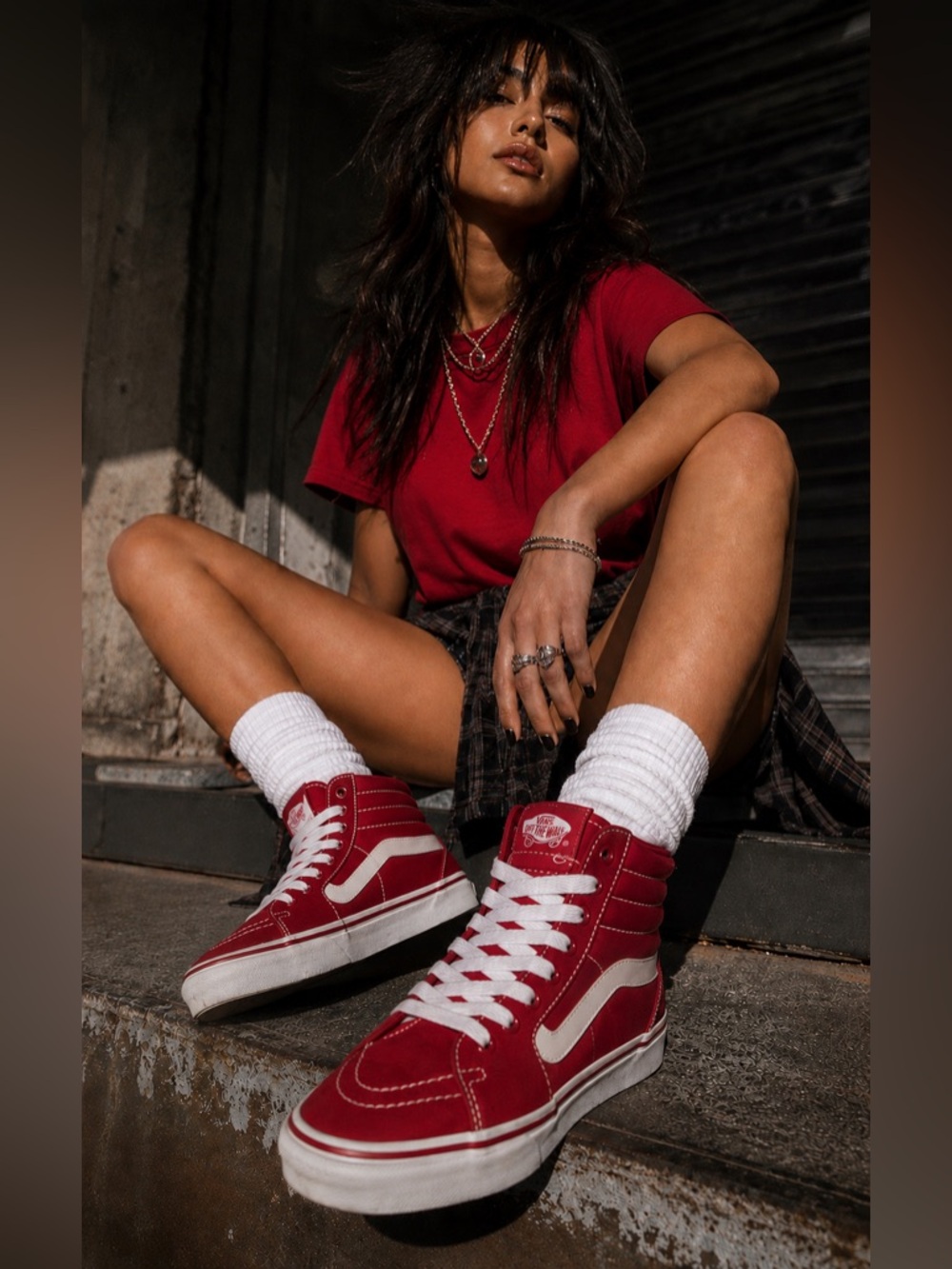 Vans Old Skool Red Hi-Top SK8 Sneakers Shoes Unisex Mens 7 Womens 8.5